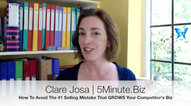#5MinuteBiz: How to avoid the number one mistake that grows your COMPETITOR's business http://www.clarejosa.com/5minutebiz/whats-the-1-business-mistake-that-accidentally-grows-your-competitors-biz-how-to-avoid-it/