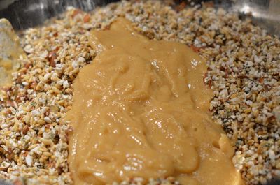 Mix in the apple puree with the dried ingredients